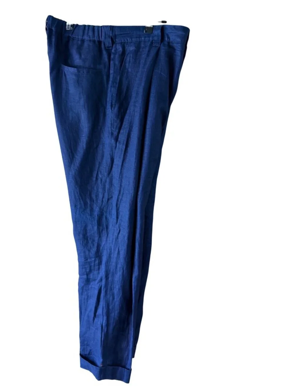 Blue Blue Japan Mens Pleated Cuffed Trousers Elasticized Size 32 Linen Casual